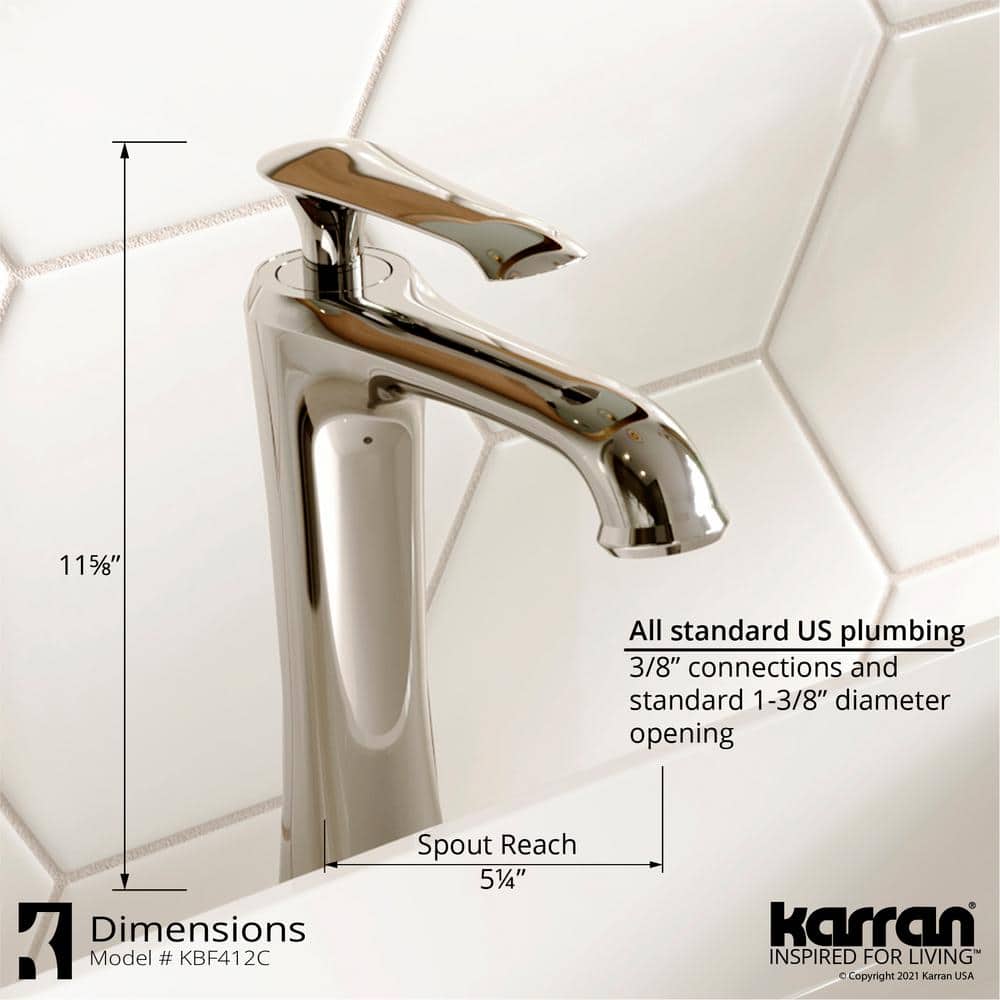 Chrome Single Handle Vessel Bathroom Faucet with Pop-Up Drain