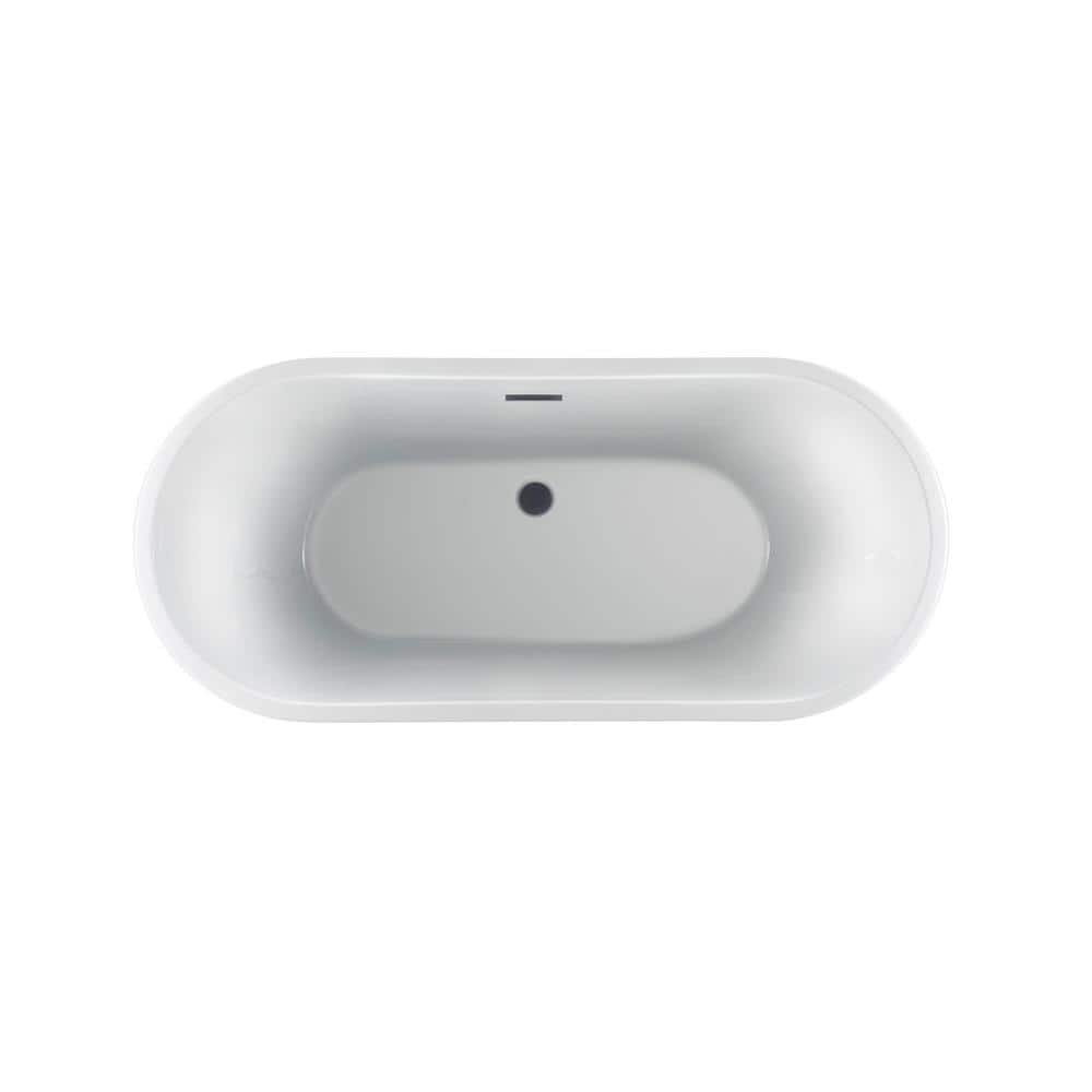 Penney 61" White Acrylic Freestanding Oval Bathtub