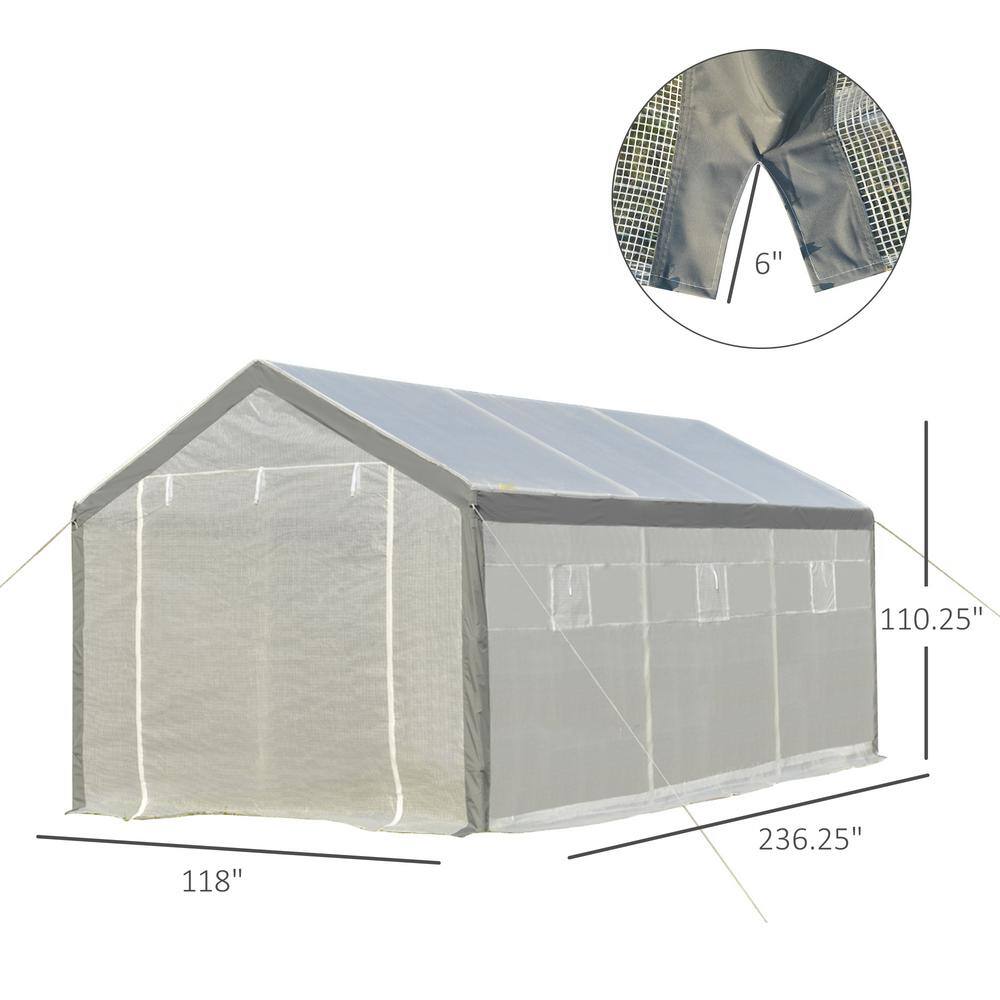 Outsunny Large Walk-In Greenhouse with Roll-Up Windows and Doors