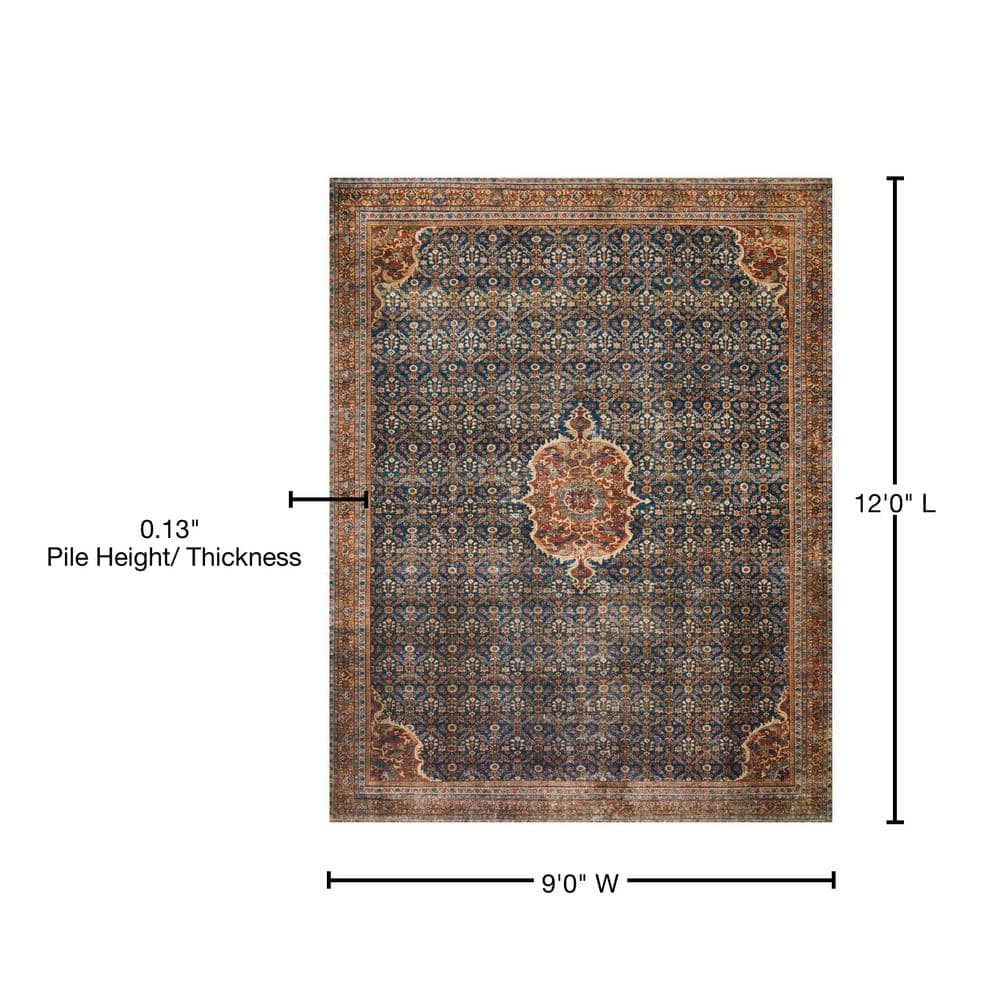 Reversible Cobalt Blue 9' x 12' Easy-Care Synthetic Area Rug