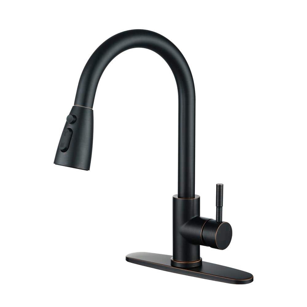 Oil Rubbed Bronze Pull Down Kitchen Faucet with Spray