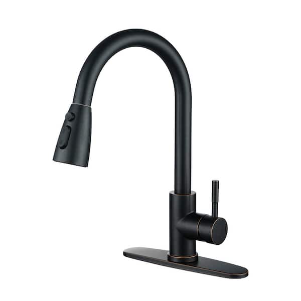 ALEASHA Single Handle Pull Down Sprayer Kitchen Sink Faucet in Oil Rubbed Bronze