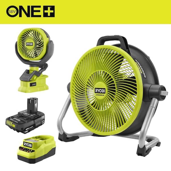 ONE+ 18V 14 in. Hybrid Air Cannon Kit with 2.0 Ah Battery and Charger W/ ONE+ 18V Cordless 4 in. Clamp Fan