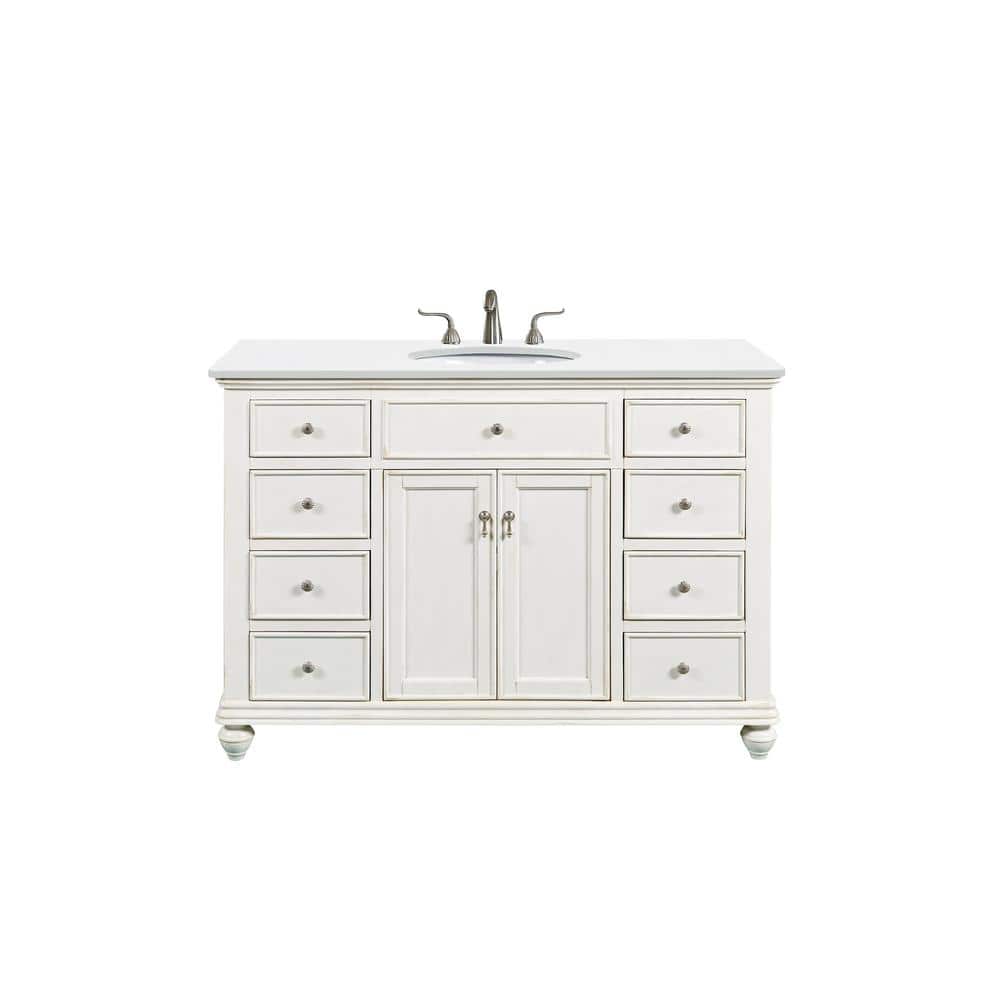 Simply Living 48 in. W x 21 in. D x 35 in. H Bath Vanity in Antique White w