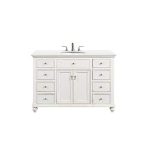 Simply Living 48 in. W x 21 in. D x 35 in. H Bath Vanity in Antique White with Ivory White Engineered Marble