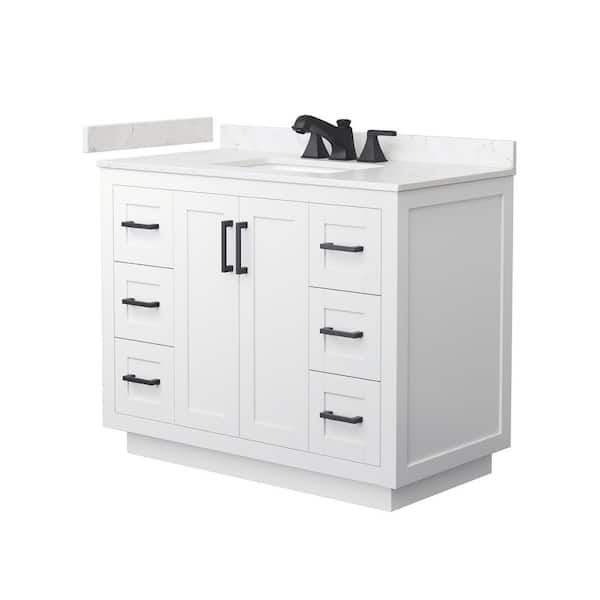 Miranda 42 in. Single Freestanding White Bath Vanity with Carrara Cultured Marble Top Assembled