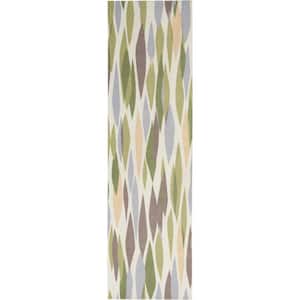 Sun N' Shade Violet 2 ft. x 8 ft. Abstract Contemporary Indoor/Outdoor Kitchen Runner Area Rug