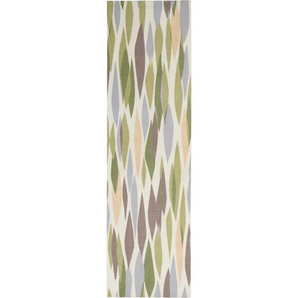Waverly Sun N' Shade Violet 2 ft. x 8 ft. Abstract Contemporary Indoor/Outdoor Kitchen Runner Area Rug