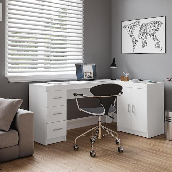 こめぽん様Desk Med 60×120 Home Office Desk QUITO White 120 cm 60 cm with Storage