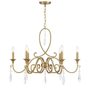 Fairchild 6-Light Warm Brass Chandelier with Faux Rock Drop Crystals