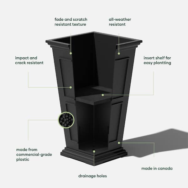 Veradek Brixton Series 26 in. Tall Black Plastic Planter (2 Veradek Brixton Series 26 in. Tall Black Plastic Planter (2
