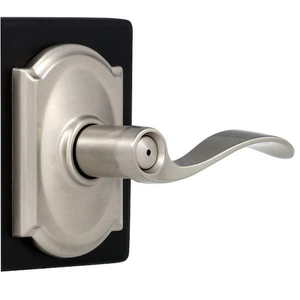 SCHLAGE F40 LAT 619 BED AND BATH SATIN NICKEL ACCENT LEVER 