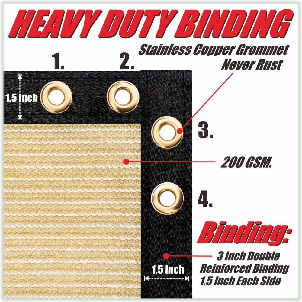 Beige 4' x 10' HDPE Privacy Fence Screen with Reinforced Grommets