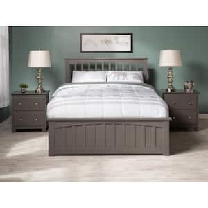 Mission Grey Full Solid Wood Storage Platform Bed with Matching Foot Board with 2 Bed Drawers
