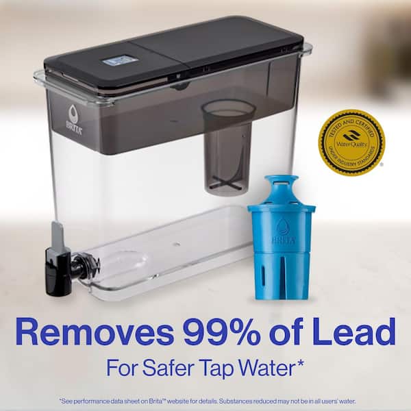 UltraMax 27-Cup Extra Large Filtered Water Dispenser in Black with 1 Elite Filter, BPA Free