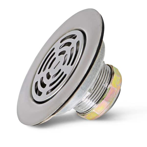 PLUMBFLEX 3-1/2 in. - 4 in. Flat Stainless Steel RV Mobile Shower Strainer - Drain Assembly for Kitchen or Laundry Sinks