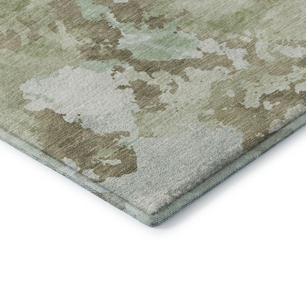 Mayfield Premium Machine Washable Abstract AMF1381 Aloe 2 ft. 3 in. x 7 ft. 6 in. Runner Rug