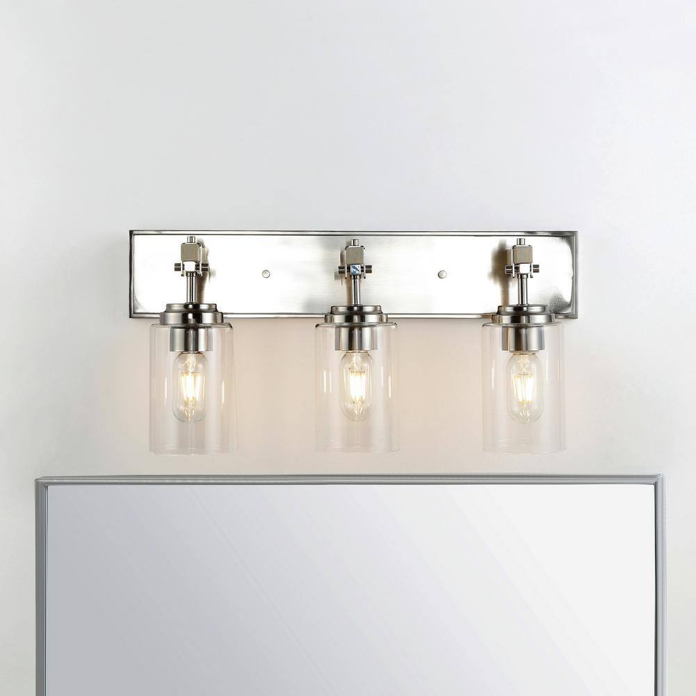 Contemporary Chrome 22" Wall Sconce with Square Glass Shades