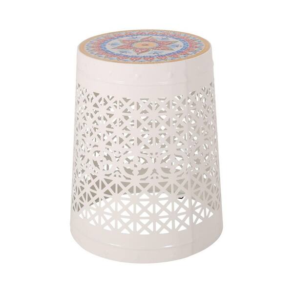 Miscool Anky White Round Ceramic Tile plus Iron 18.5 in. H Miscool Anky White Round Ceramic Tile plus Iron 18.5 in. H