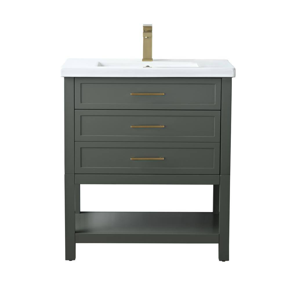 Arlo 30 in. W x 18 in. D x 34 in. H Bath Vanity in Vintage Green with Ceramic Vanity Top in White Top with White Sink price history on PriceWatchPro