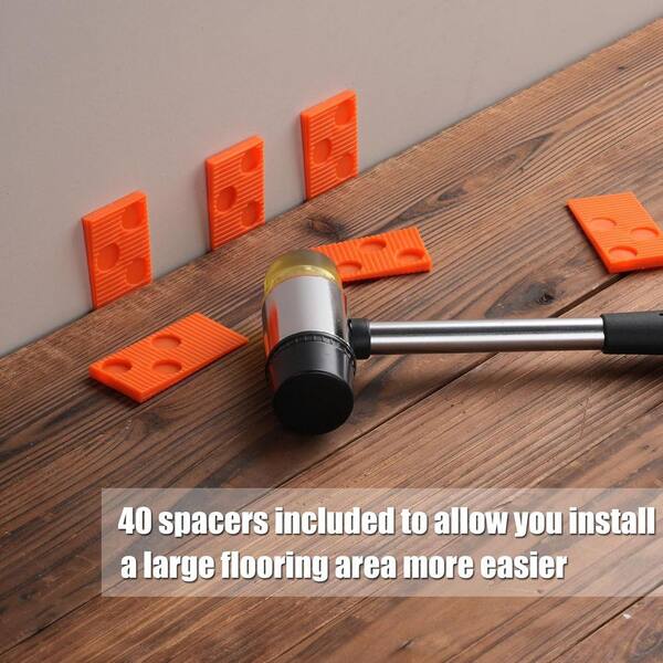 Laminate Flooring Installation Kit – 40pc Spacers, Pull Bar, Tapping Block, Double Faced Mallet & Kneepads – Heavy Duty Vinyl Flooring Tool Set