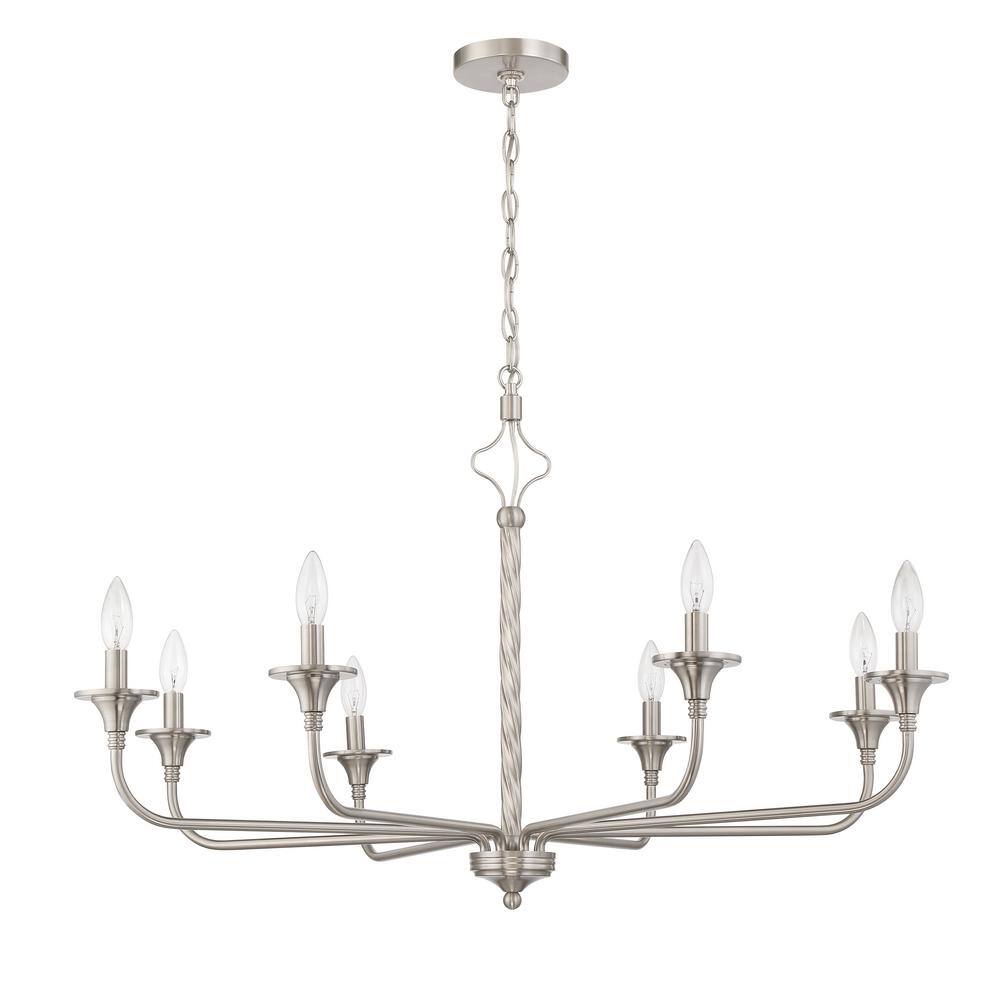 Jolenne Brushed Nickel 8-Light Candle Style Chandelier