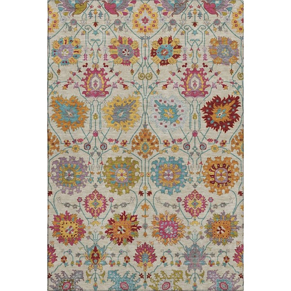 Mayfield Premium Machine Washable Abstract AMF2288 Linen 10 ft. x 14 ft. Area Rug