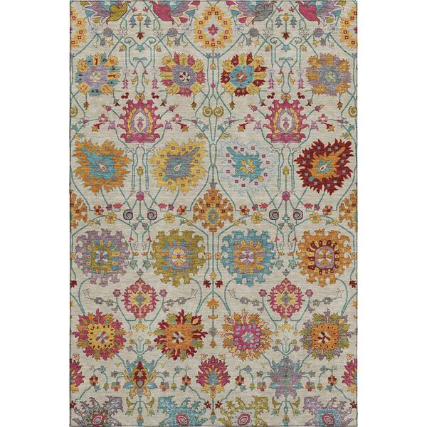 Mayfield Premium Machine Washable Abstract AMF2288 Linen 9 ft. x 12 ft. Area Rug