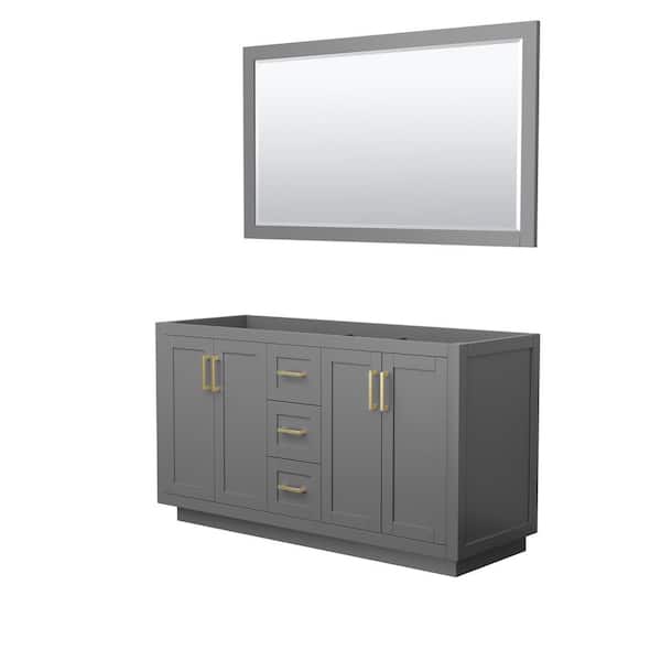 Wyndham Collection Miranda 59.25 in. W x 21.75 in. D Double Bath Vanity Cabinet Only with Mirror in Dark Gray