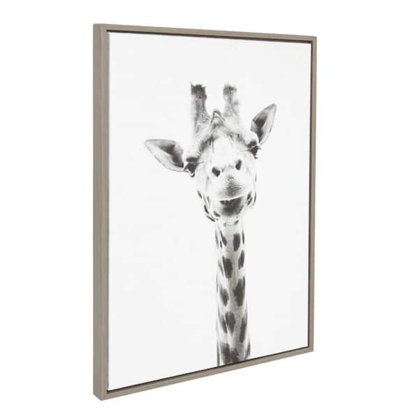 33 in. x 23 in. "Giraffe" by Tai Prints Framed Canvas Wall Art