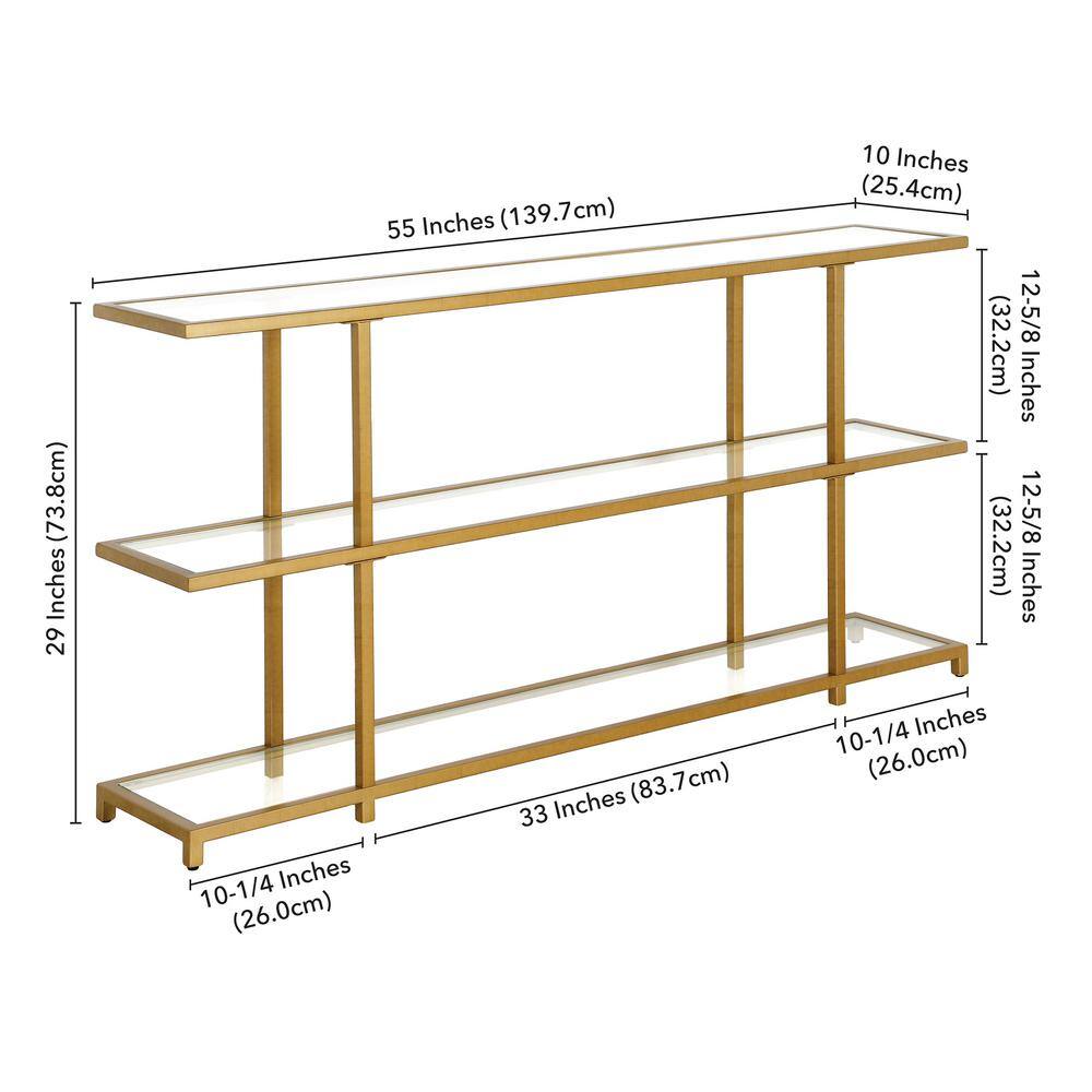 Greenwich Cantilevered Brass Console Table with Tempered Glass