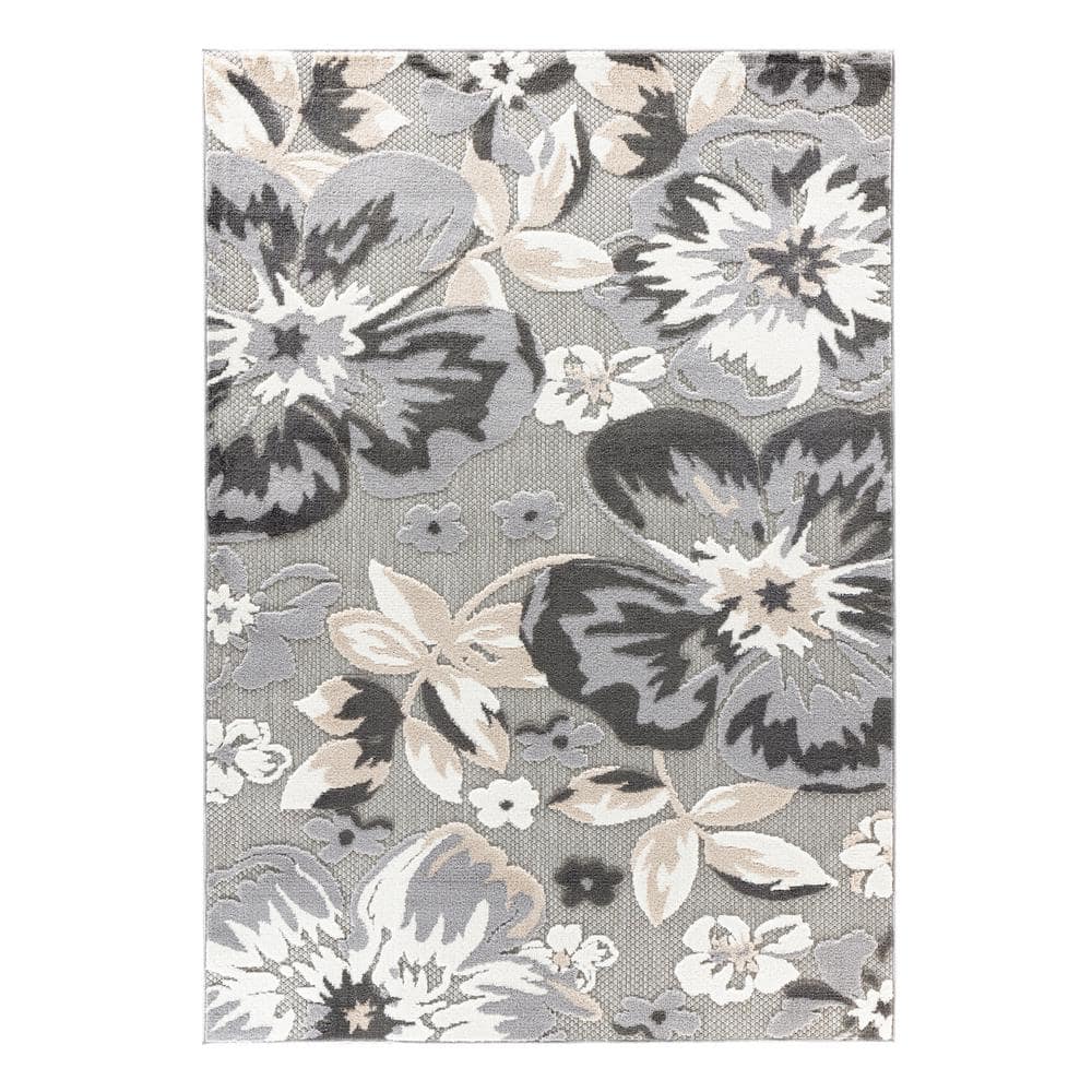 Gray 14x10 Rug World Rug Gallery Bergamo Contemporary Floral Gray 10' x 14' Area Rug ...