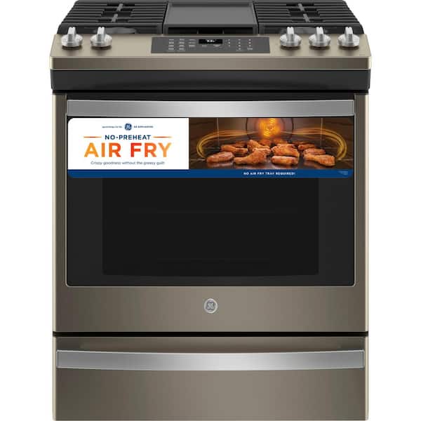 GE 30 in. 5.6 cu. ft. Slide-In Gas Range with Self-Cleaning Convection Oven and Air Fry in Slate