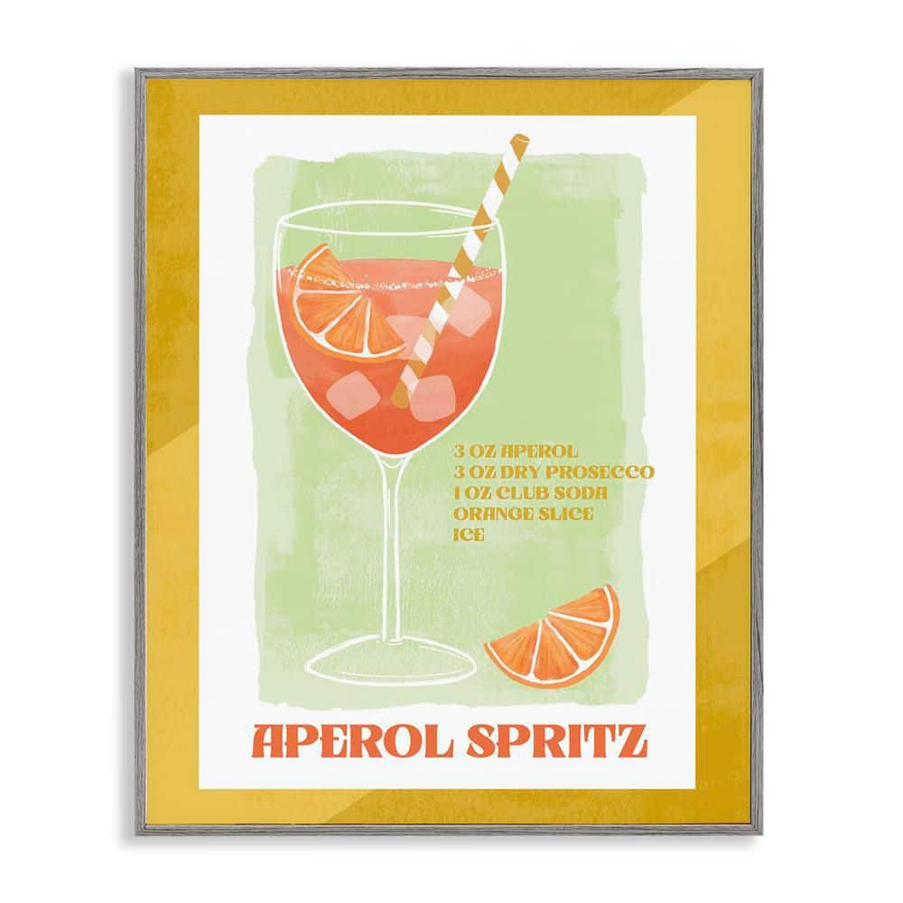 Retro Aperol Spritz Recipe by Deane Beesley Gray Framed Food Giclee Art Print 30 in. x 24 in. price history on PriceWatchPro