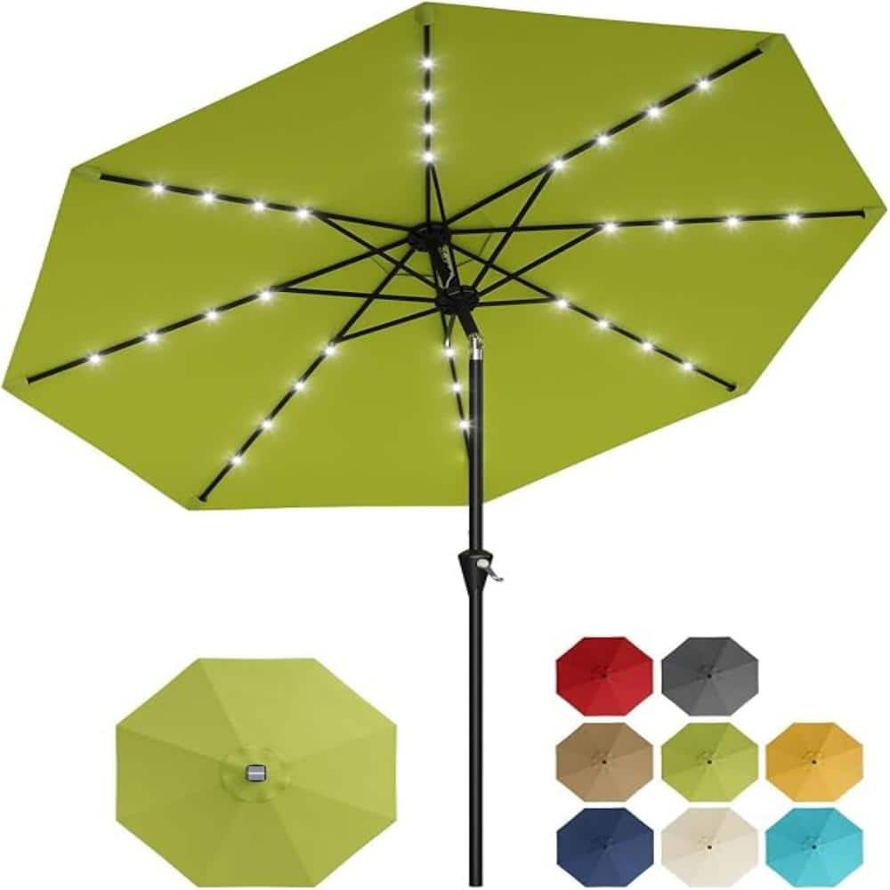 10FT Patio Umbrella with 32 Solar LED Lights, Crank Lift & Tilt, 8 Ribs Waterproof Market Table Umbrella for Pool Deck price history on PriceWatchPro