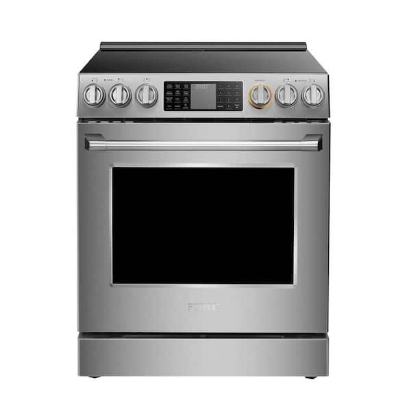 30 in. 5 Burner Element Slide-In Single Oven Electric Range in Stainless Steel with Convection Bake and Air Fry
