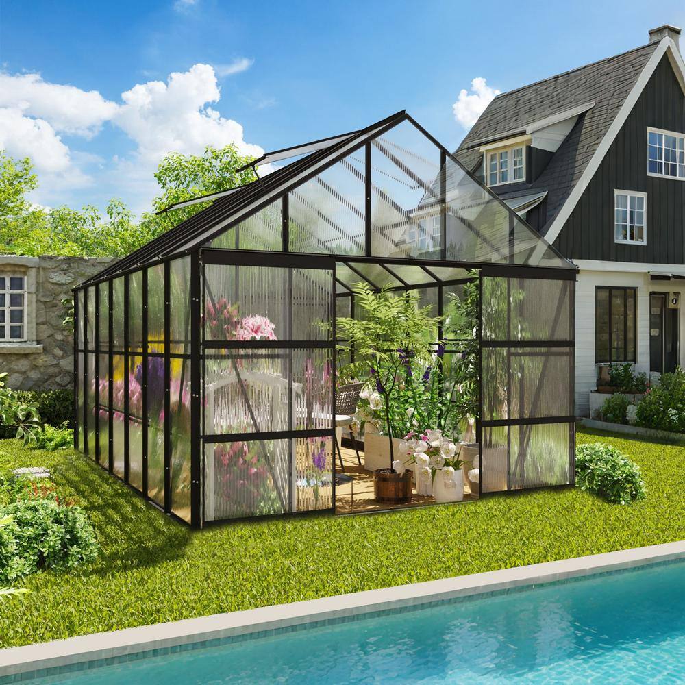 Gardenbee 10 ft. x 14 ft. Outdoor Polycarbonate Greenhouse with ...
