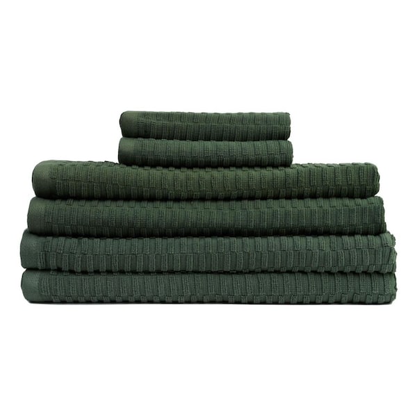 Lintex Lisbon 6-Piece Green Solid 100% Cotton Bath Towel Set
