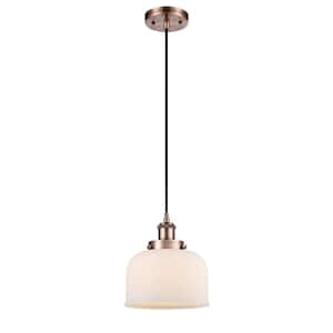 Bell 60-Watt 1 Light Antique Copper Shaded Mini Pendant Light with Frosted Glass Shade