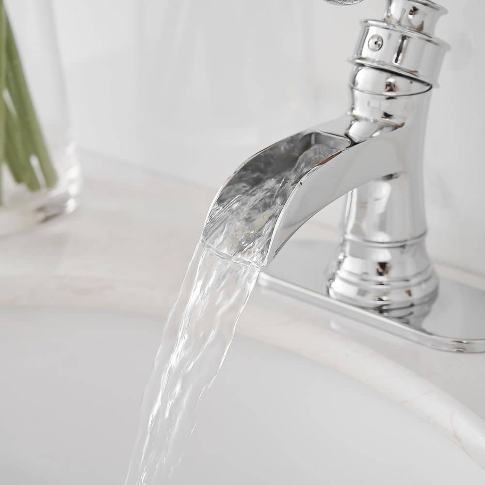 Polished Chrome Single-Handle Waterfall Bathroom Faucet