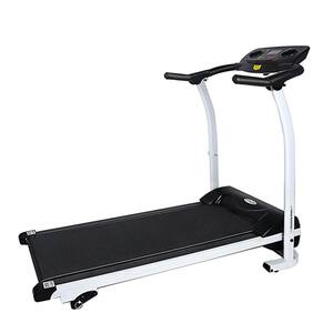 2 HP Black and White Steel Foldable Electric Treadmill with 3.5'' LCD Display and Phone Slot, 3 Levels Incline