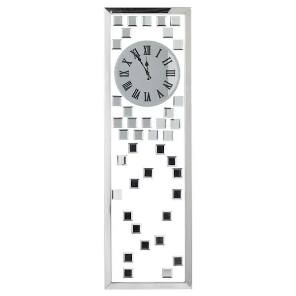 Litton Lane Silver Glass Beveled Mirrored Analog Wall Clock