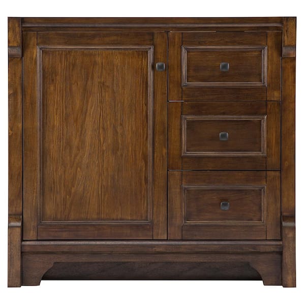 Creedmoor 36 in. W Bath Vanity Cabinet Only in Walnut with Right Hand Drawers Creedmoor 36 in. W Bath Vanity Cabinet Only in Walnut with Right Hand Drawers