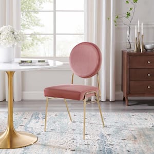 Craft Performance Velvet Dining Side Chair in Gold Dusty Rose