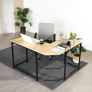 Corwith 42.5 in. Stylish Oak MDF Top L-Shaped Computer Desk - Spacious Work Surface, Multi-Purpose Design