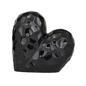 Black Porcelain Dimensional Angled Origami Inspired Heart Sculpture