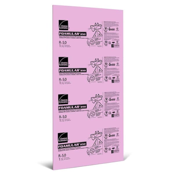 Owens Corning FOAMULAR 250 1 in. x 4 ft. x 8 ft. R-5 Squared Edge ...