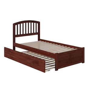 Richmond Walnut Twin Platform Bed with Flat Panel Foot Board and Twin Size Urban Trundle Bed