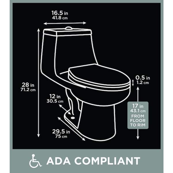 McClure 12 in. Rough in 1-Piece 1.0 GPF/1.28 GPF Dual Flush Elongated Toilet in White, Seat Included