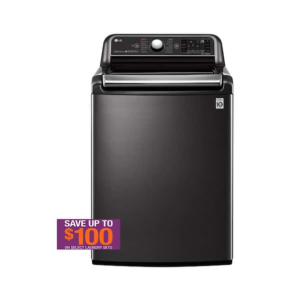 LG 5.5 cu. ft. SMART Top Load Washer in Black Steel with Impeller,  Allergiene Steam Cycle and TurboWash3D Technology WT7900HBA - The Home Depot